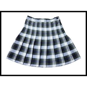 Lands' End Pleated Plaid Skirt Adjustable Elastic Waist Side Zipper Girls 4
